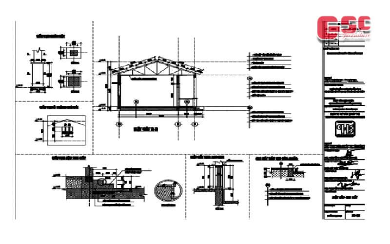 Kinh nghiệm thiết kế nhà văn hoá thôn, xã có bản vẽ thực tế 10 Bản vẽ chi tiết