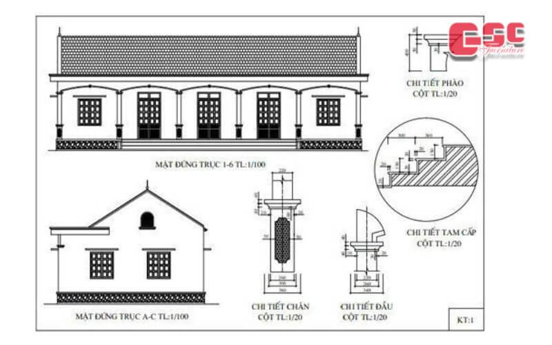 Kinh nghiệm thiết kế nhà văn hoá thôn, xã có bản vẽ thực tế 8 Bản vẽ kỹ thuật nhà văn hóa theo TCVN 9365 2012