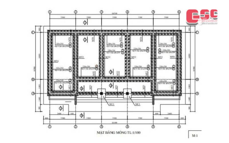 Kinh nghiệm thiết kế nhà văn hoá thôn, xã có bản vẽ thực tế 7 Bản vẽ mặt bằng móng nhà văn hóa