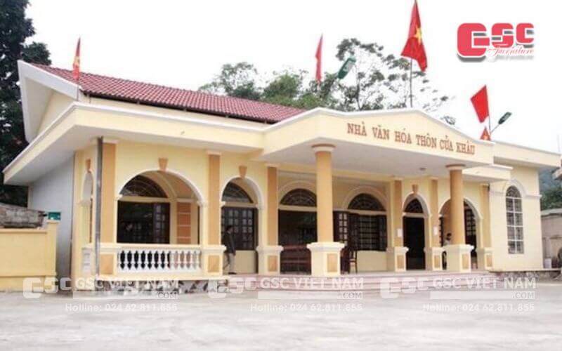 Kinh nghiệm thiết kế nhà văn hoá thôn, xã có bản vẽ thực tế 6 Nhà văn hóa thôn Cửa Khẩu xây dựng theo tiêu chuẩn TCVN 9365 2012