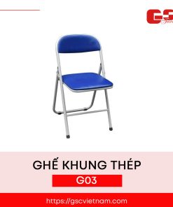 Ghế khung thép sơn G03, đệm PVC