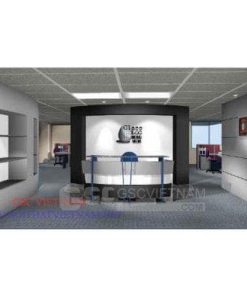 Backdrop ốp gỗ quầy lễ tân BD01