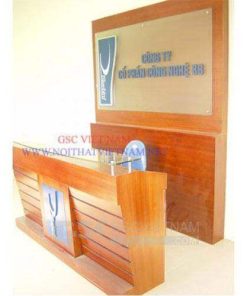Backdrop ốp gỗ quầy lễ tân BD08