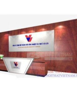 Backdrop ốp gỗ quầy lễ tân BD09