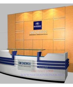 Backdrop ốp gỗ quầy lễ tân BD11