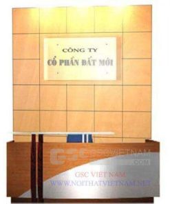 Backdrop ốp gỗ quầy lễ tân BD12