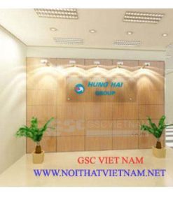 Backdrop ốp gỗ quầy lễ tân BD15