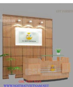 Backdrop ốp gỗ quầy lễ tân BD18