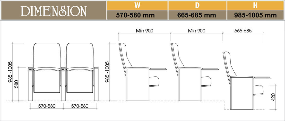 Bản vẽ ghế hội trường EVO9606PB