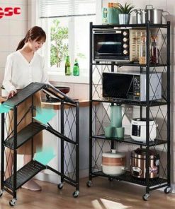 KỆ ĐỂ ĐỒ ĐA NĂNG GẤP GỌN 4 TẦNG, CÓ BÁNH XE