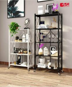 KỆ ĐA NĂNG ĐỂ ĐỒ TRANG TRÍ 5 TẦNG GẤP GỌN CÓ BÁNH XE