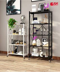 KỆ ĐA NĂNG ĐỂ ĐỒ TRANG TRÍ 5 TẦNG GẤP GỌN CÓ BÁNH XE