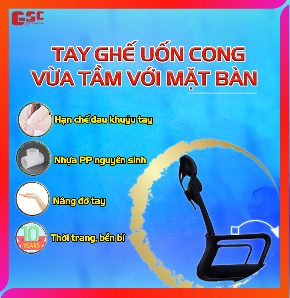 Tay ghế uốn cong đẹp mắt