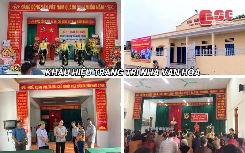 Khẩu hiệu trang trí nhà văn hóa thôn, UBND