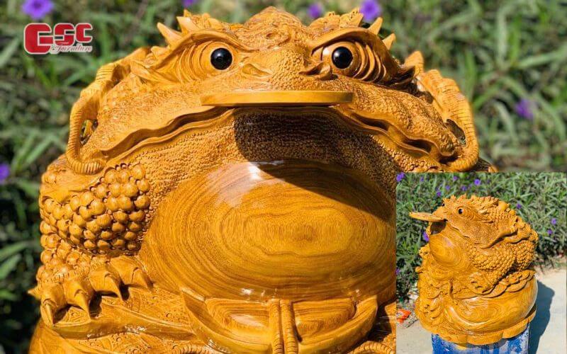 Ý nghĩa và vị trí đặt cóc 3 chân Thiềm Thừ hợp phong thủy 10 Thiềm Thừ bằng gỗ tự nhiên