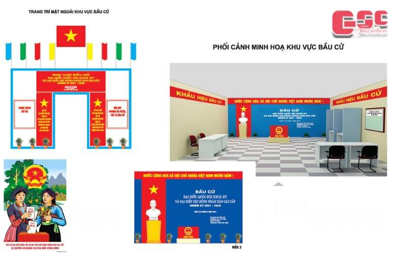 Hướng dẫn trang trí phòng bỏ phiếu Bầu cử đại biểu Quốc Hội