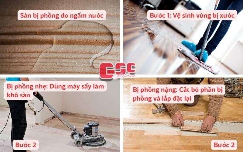 Mẹo xử lý sàn gỗ bị phồng, xước, kêu ọp ẹp, hở khe 8 Mẹo xử lý sàn gỗ bị phồng do ngấm nước