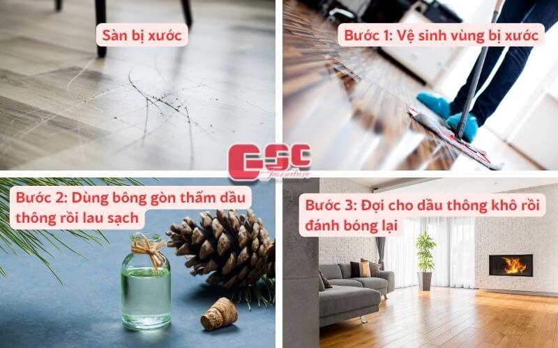 Mẹo xử lý sàn gỗ bị phồng, xước, kêu ọp ẹp, hở khe 7 Xử lý vết xước sàn gỗ bằng dầu thông