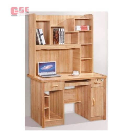 Bàn học sinh gỗ tự nhiên tại nhà liền giá sách BGK30