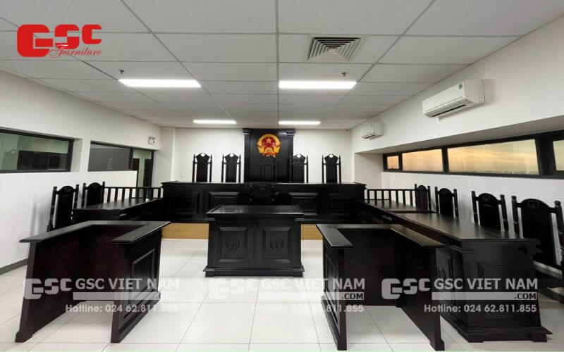 Yêu cầu về kích thước bàn ghế chủ tọa trong phòng xử án 23 Dự án bàn ghế phòng xử án tại TAND TP Hồ Chí Minh