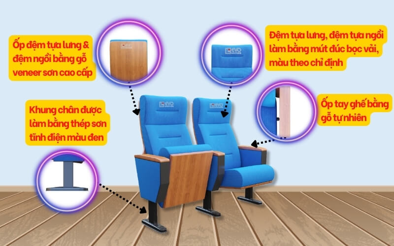 So sánh 3 dòng ghế hội trường mới của EVOSeating: EVO7607, EVO8607, EVO9607