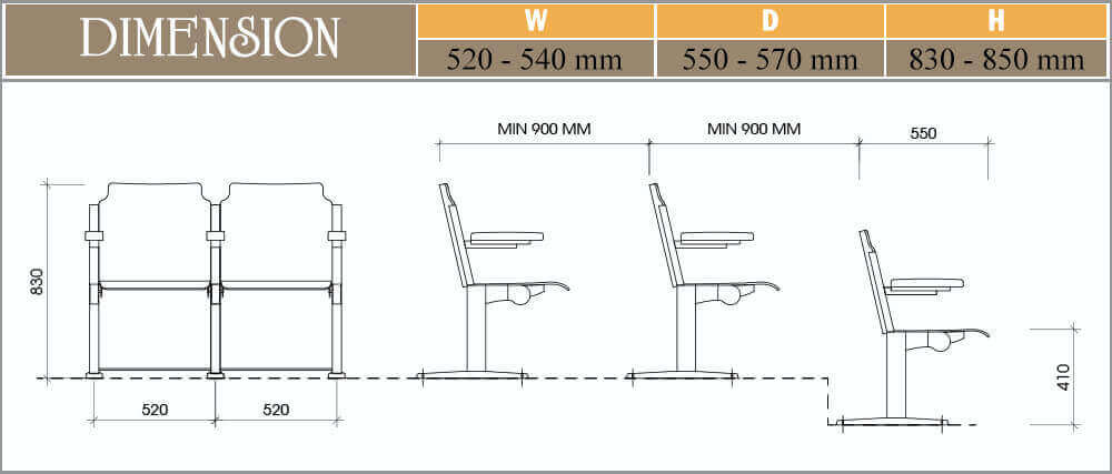 Thông số kỹ thuật của ghế hội trường EVO2201M