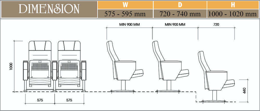 Thông số kỹ thuật của ghế hội trường Evo6605M