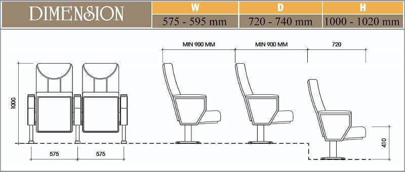 Thông số kỹ thuật của ghế hội trường Evo7602