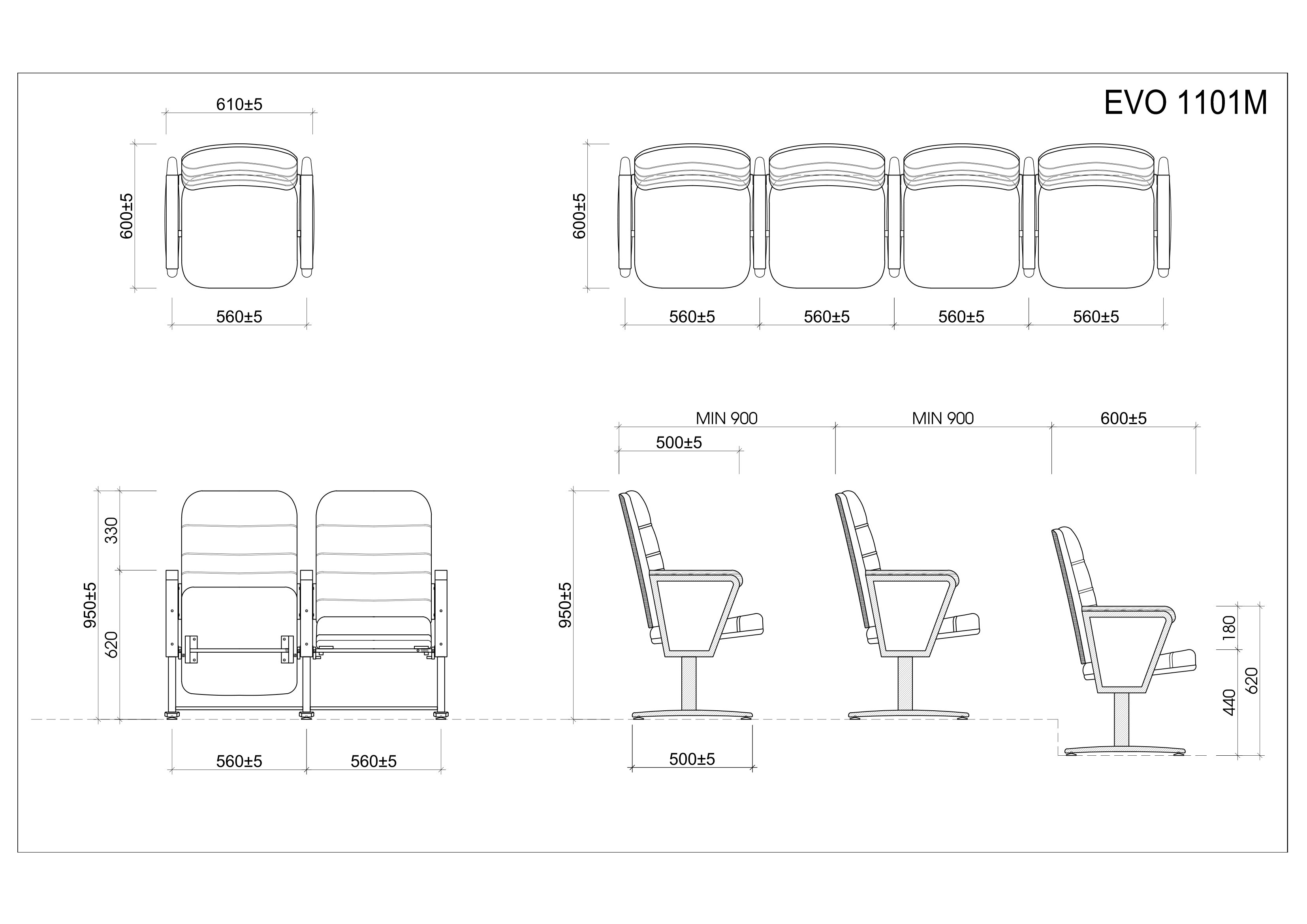 Ghế hội trường EVOSeating EVO1101M 5 Ghế hội trường EVOSeating EVO1101M