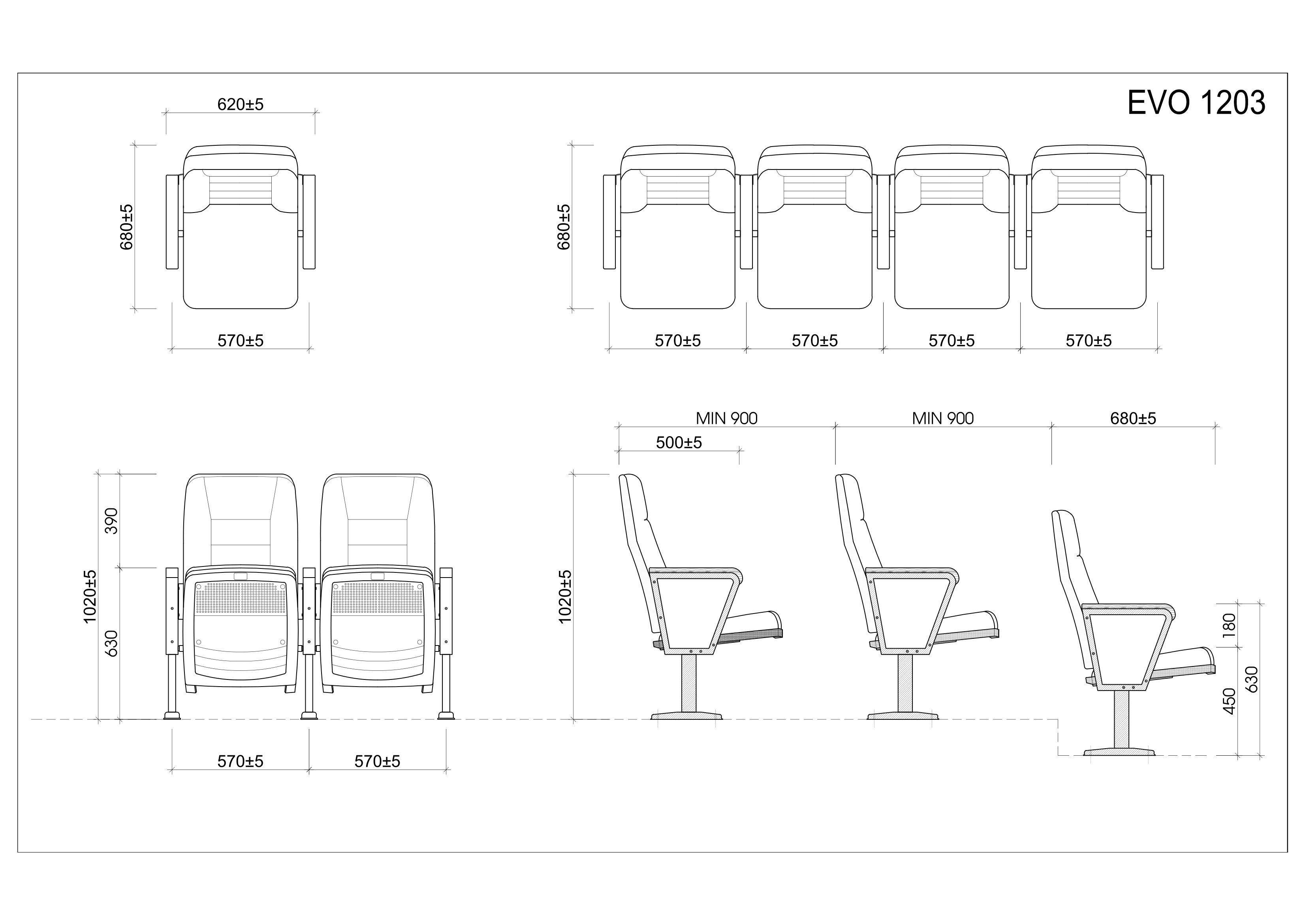 Ghế hội trường EVOSeating EVO1203 5 Ghế hội trường EVOSeating EVO1203