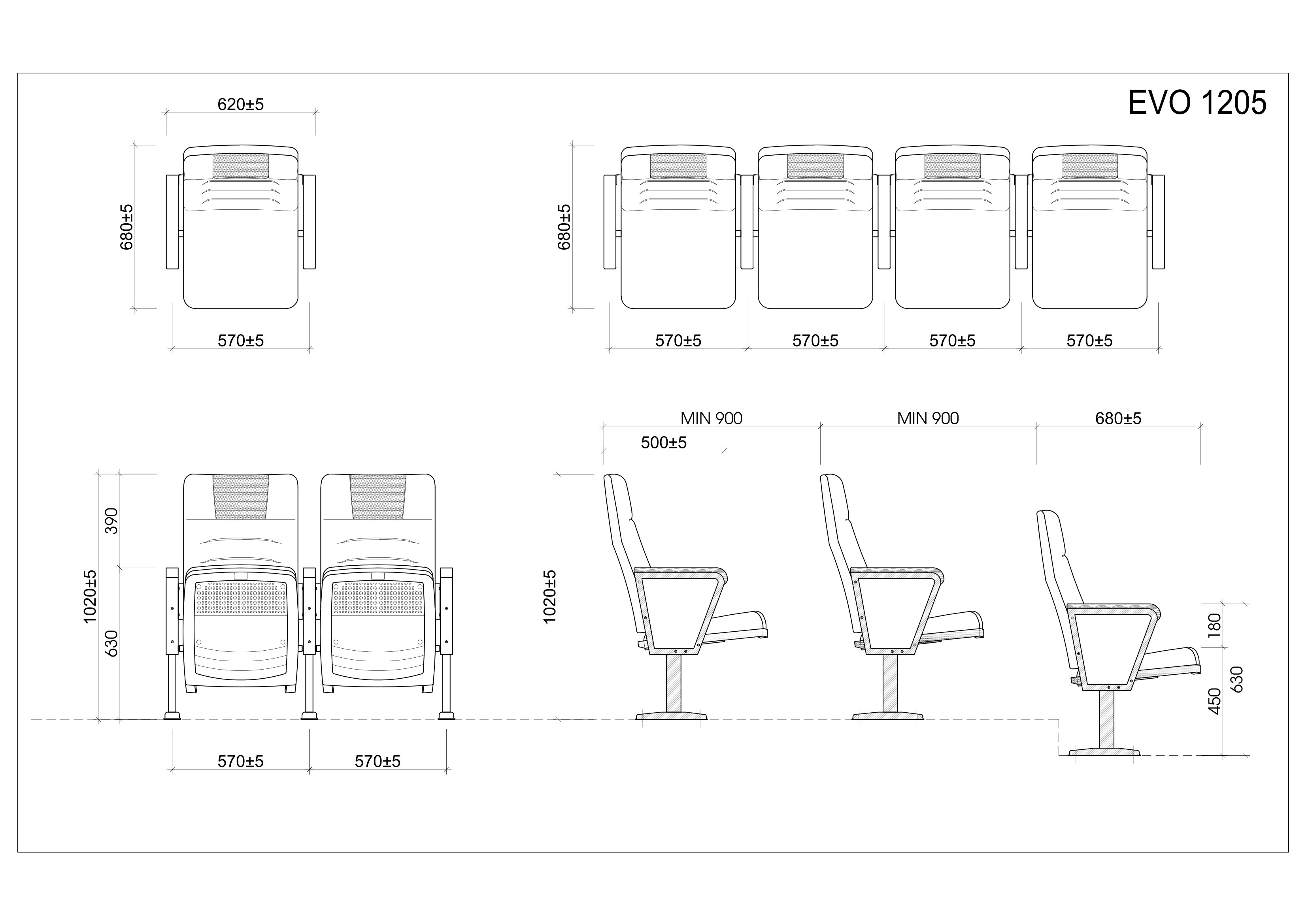 Ghế hội trường EVOSeating EVO1205 5 Ghế hội trường EVOSeating EVO1205