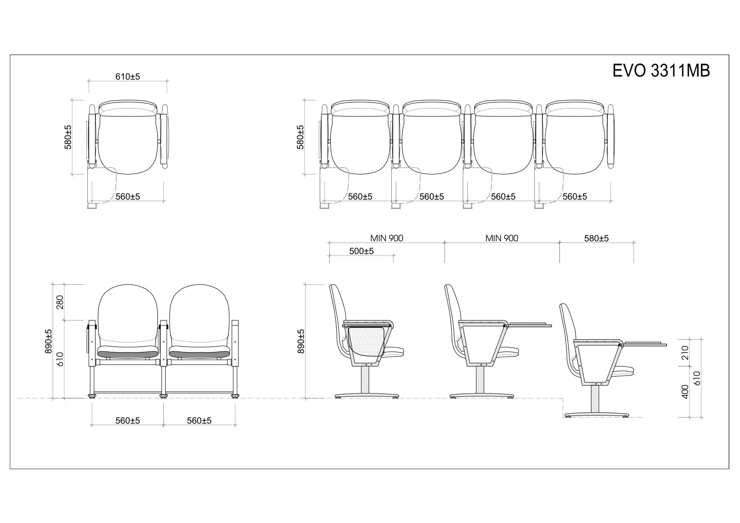 Ghế hội trường EVOSeating EVO3311MB