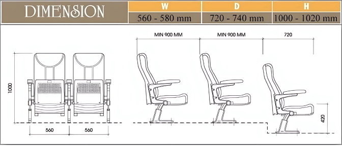 Ghế hội trường EVOSeating EVO4602 5 Ghế hội trường EVOSeating EVO4602