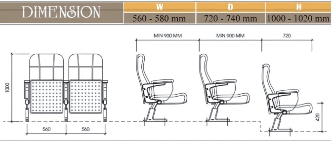 Ghế hội trường EVO8604BTA