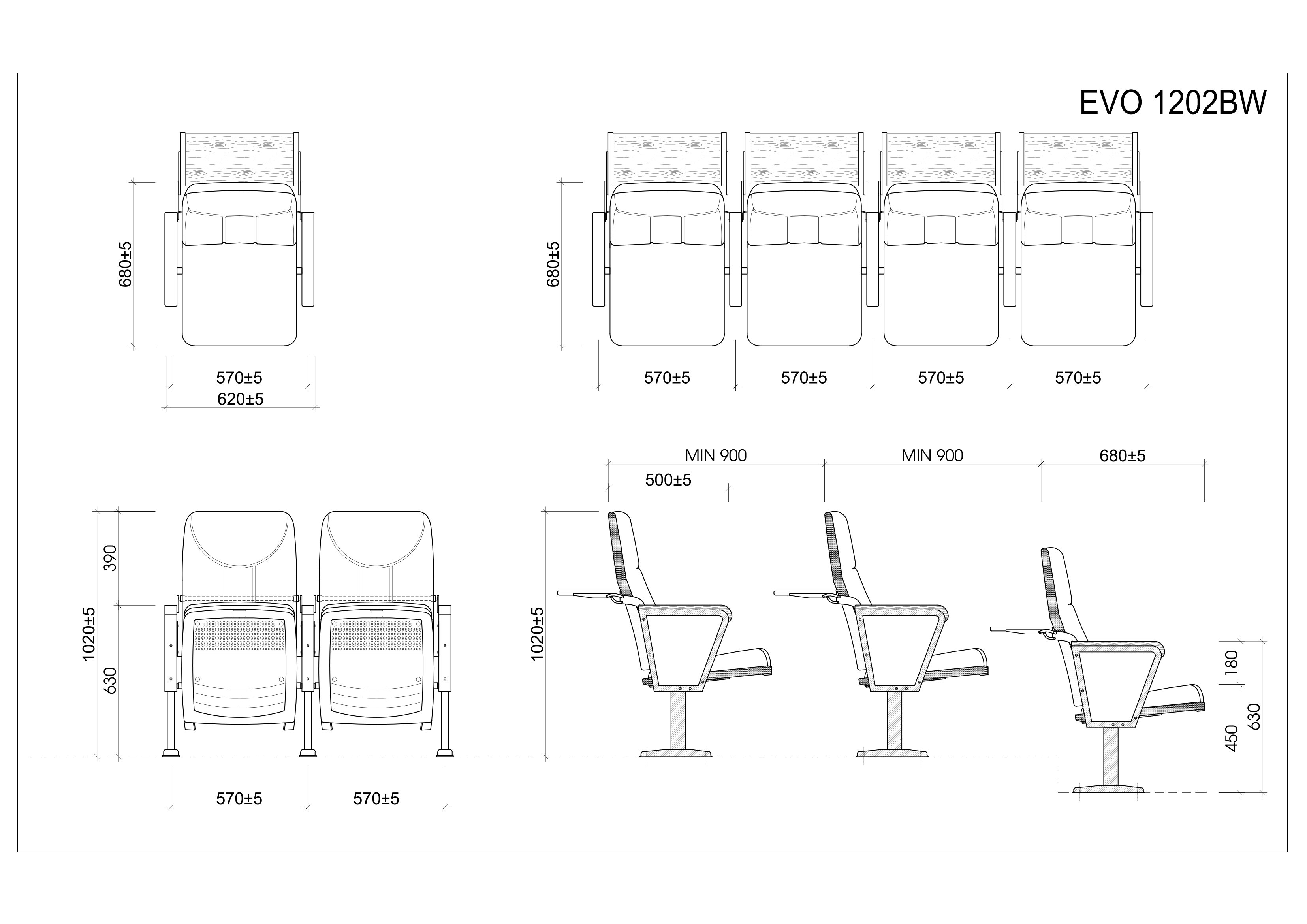 Ghế hội trường EVO1202W