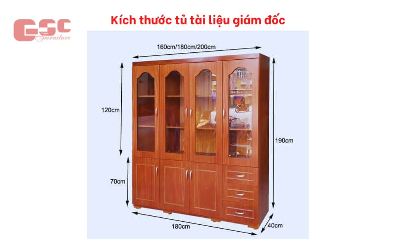 Kích thước tủ tài liệu giám đốc