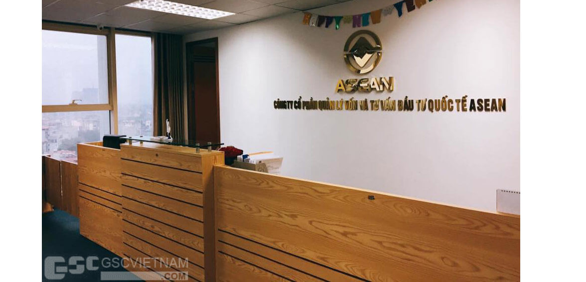 Mãn nhãn với dự án thiết kế nội thất văn phòng công ty ASEAN GSC Việt Nam cung cấp quầy tiếp tân đẹp