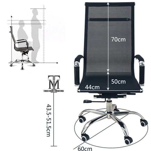 Kích thước ghế làm việc đúng tiêu chuẩn