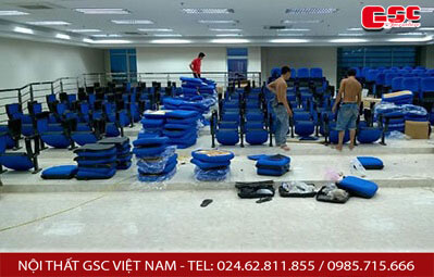 Dự án ghế hội trường Xí Nghiệp Địa vật lý Giếng khoan 9 Quá trình lắp đặt của đội thợ