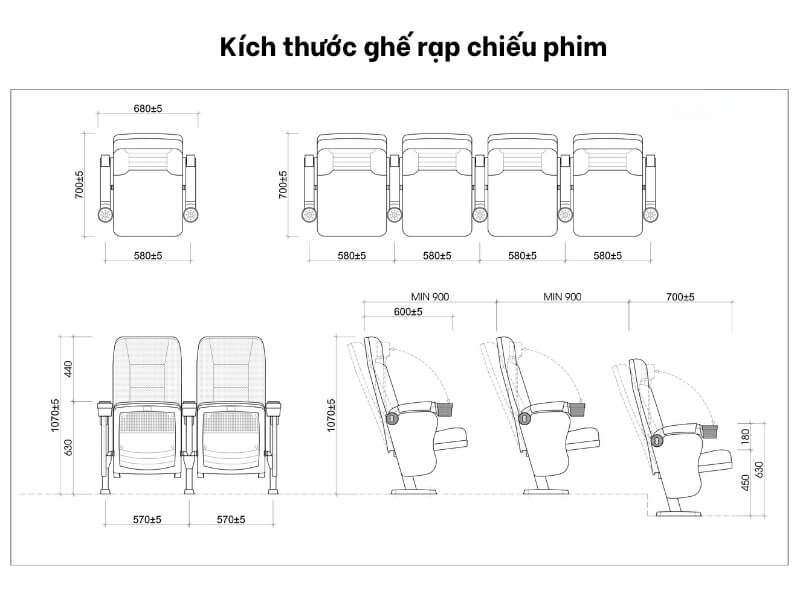 Kích thước ghế rạp chiếu phim