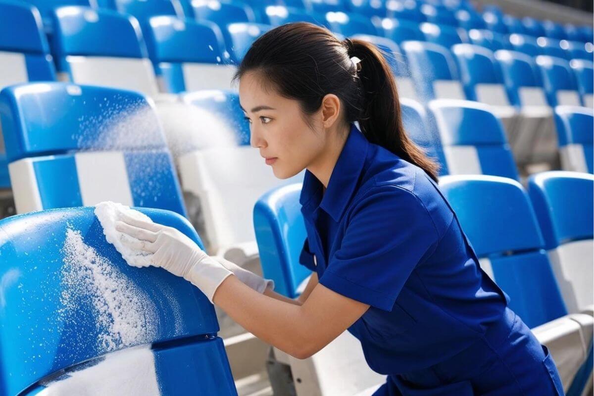 Hòa Baking soda với nước để xử lý các vết bẩn trên ghế khán đài