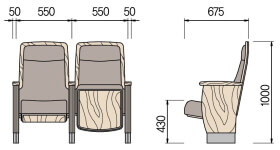 Kích thước Ghế hội trường HY-1020
