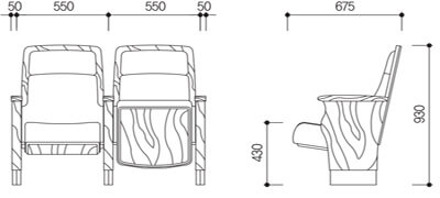 Kích thước Ghế hội trường HY-1025