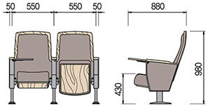 Kích thước Ghế hội trường HY-1030SD