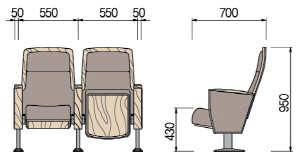 Kích thước Ghế hội trường HY-1033
