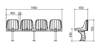 Kích thước Ghế sân vận động H3-IM(S)