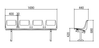 Kích thước Ghế sân vận động H3-MS4