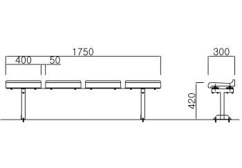 Kích thước Ghế sân vận động H3-P4