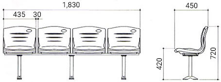 Kích thước Ghế sân vận động H3-UBL4