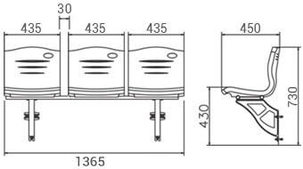 Kích thước Ghế sân vận động H3-UBL(W)